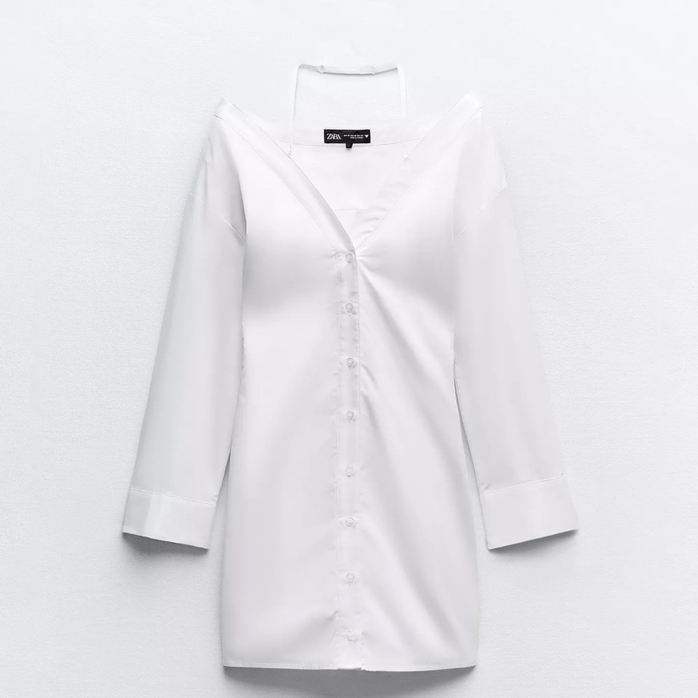 Zara White Button Down Shirt Dress for Women